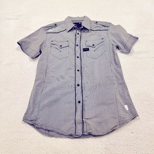 G-Star Black & White fitted Shirt with zipper and buttons.